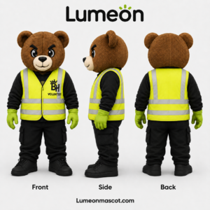 Custom Safety Bear Mascot Costume Manufacturer for Construction & Safety Campaigns