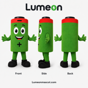 Green Battery Character Custom Mascot Costume for Brands