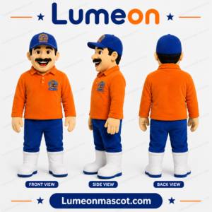 Custom Orange Uniform Worker Mascot Costume Design