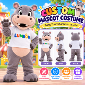 Custom Hippo Mascot Costume – Professional Commercial Mascot Suit